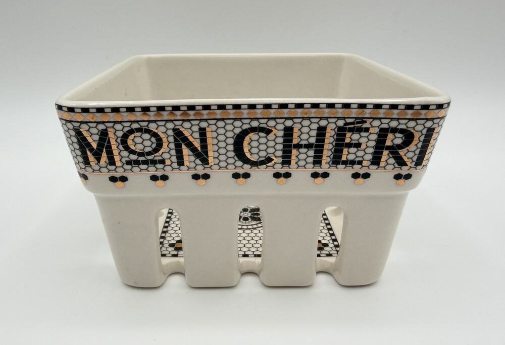 Anthropologie Mon Cheri Bistro Garden Tile Small Stoneware Berry Basket 4.25”